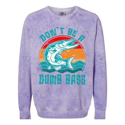 Fishing DonT Be Dumb Bass Funny Dad Colorblast Crewneck Sweatshirt