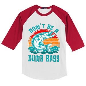 Fishing DonT Be Dumb Bass Funny Dad Kids Colorblock Raglan Jersey