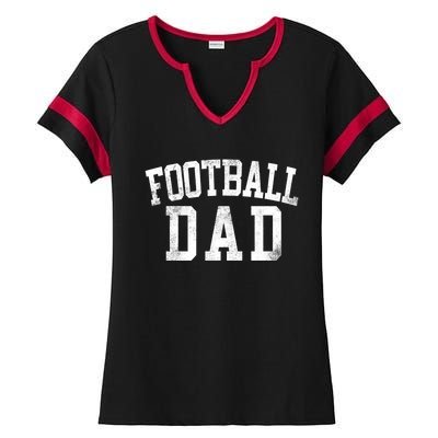 Football Dad Birthday Classic Bold Font Football Daddy Ladies Halftime Notch Neck Tee