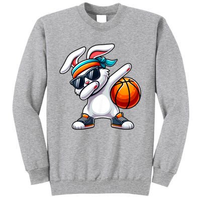 Funny Dabbing Bunny Playing Basketball Easter Day Tall Sweatshirt