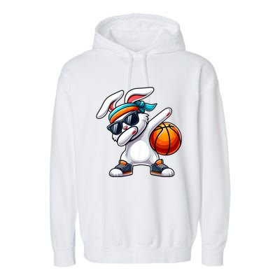 Funny Dabbing Bunny Playing Basketball Easter Day Garment-Dyed Fleece Hoodie