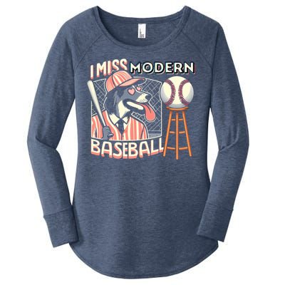 Funny Dog Baseball Meme Cute Gift Women's Perfect Tri Tunic Long Sleeve Shirt