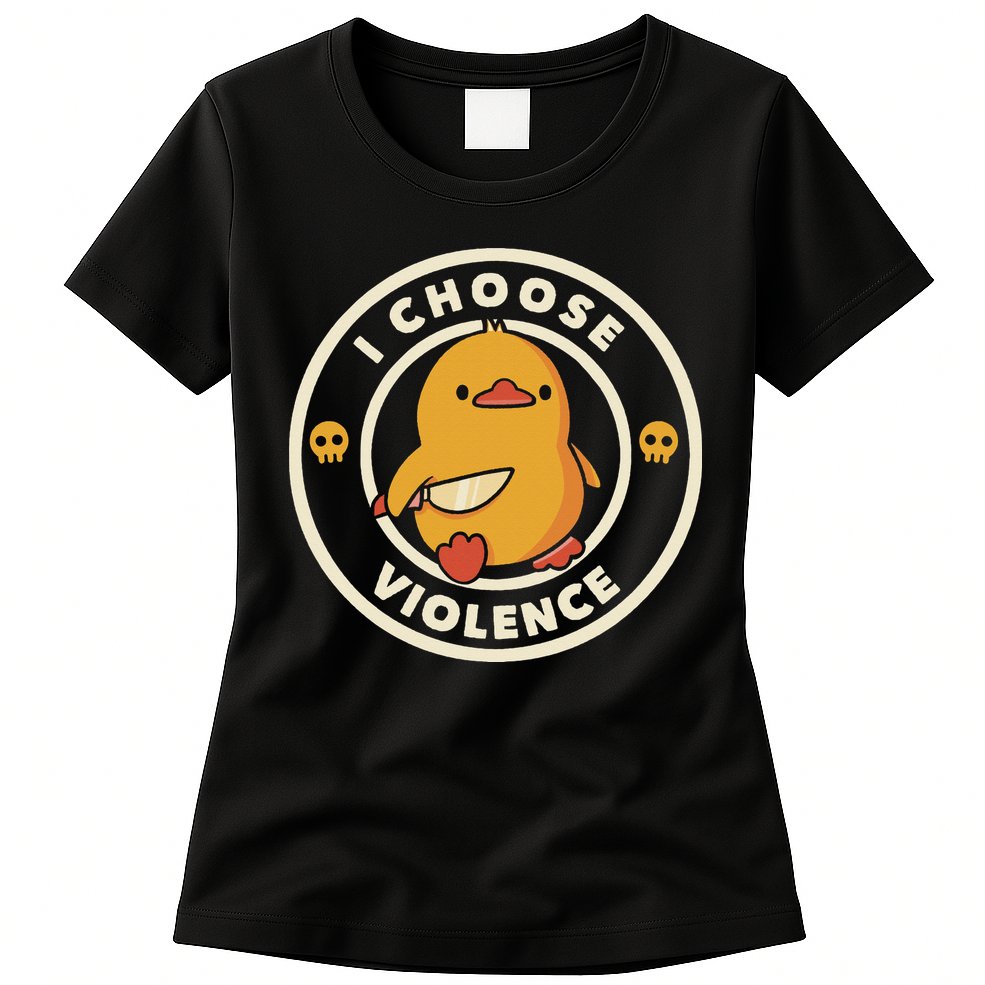 Funny Duck By Tobe Fonseca I Choose Violence Womens T-Shirt