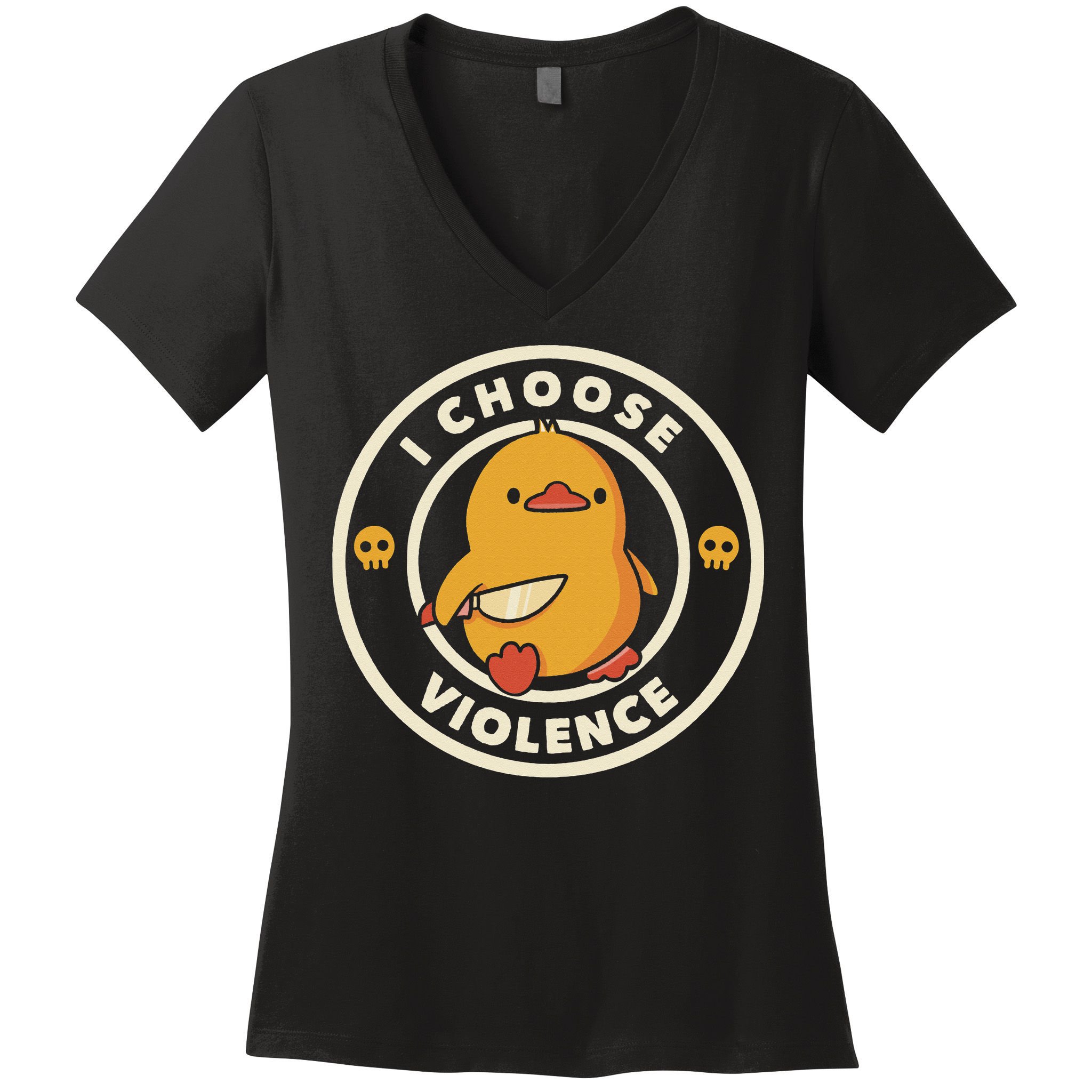Funny Duck By Tobe Fonseca I Choose Violence Women's V-Neck T-Shirt