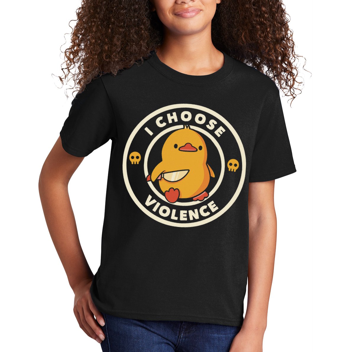Funny Duck By Tobe Fonseca I Choose Violence Kids T-Shirt