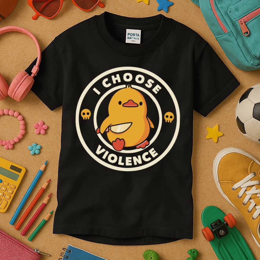 Funny Duck By Tobe Fonseca I Choose Violence Kids T-Shirt