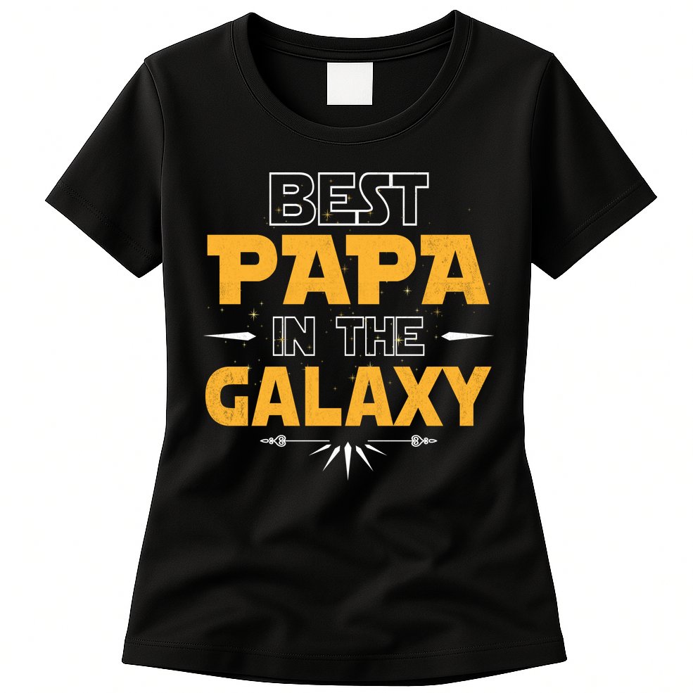 Fathers Day Best Papa In The Galaxy Movie Parody Womens T-Shirt