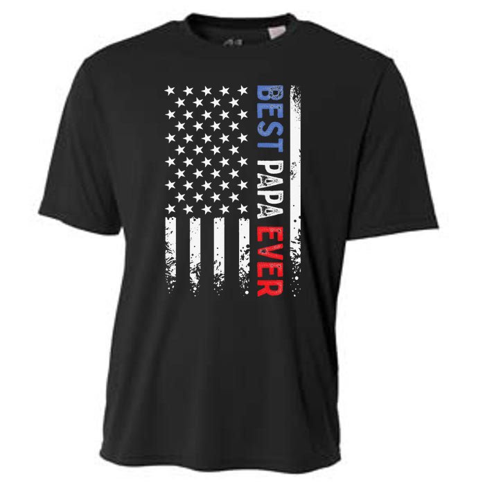 Father's Day Best Papa Ever with US American Flag Cooling Performance Crew T-Shirt