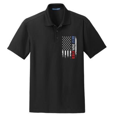 Father's Day Best Papa Ever with US American Flag Dry Zone Grid Polo