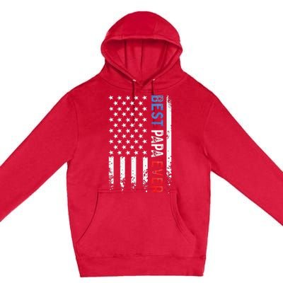 Father's Day Best Papa Ever with US American Flag Premium Pullover Hoodie