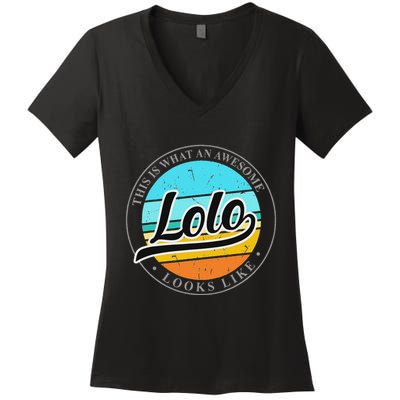 FatherS Day Birthday Gift For Lolo Filipino Pinoy Grandpa Women's V-Neck T-Shirt