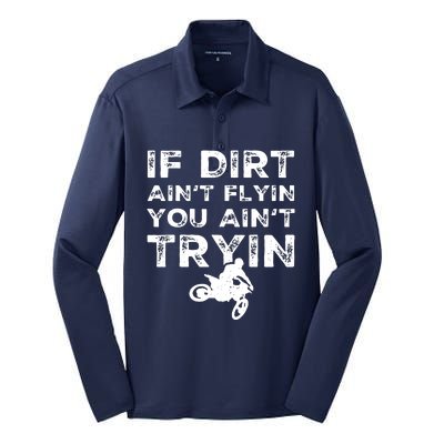 Funny Dirt Bike Riding Motocross Rider Supercross Silk Touch Performance Long Sleeve Polo