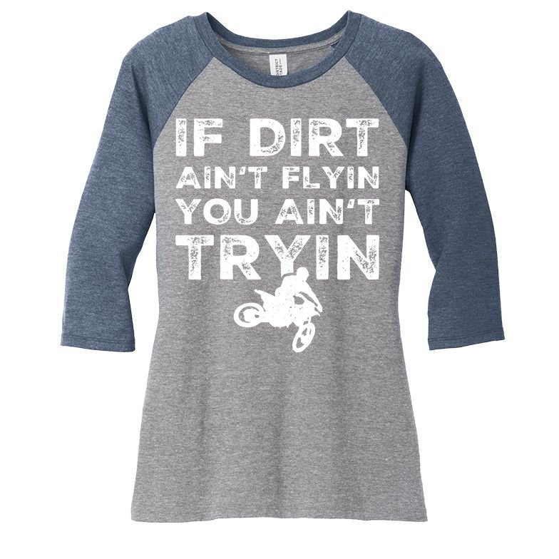 Funny Dirt Bike Riding Motocross Rider Supercross Women's Tri-Blend 3/4-Sleeve Raglan Shirt