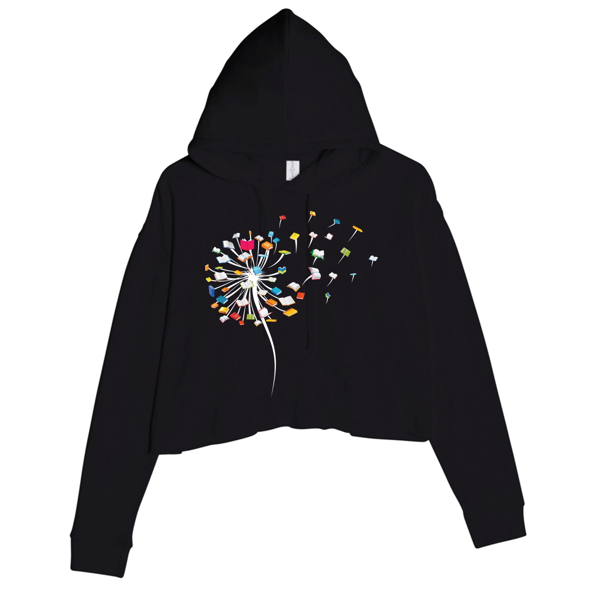 Funny Dandelion Books Gift For Reading Lover Crop Fleece Hoodie