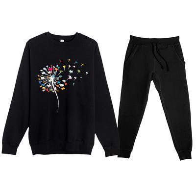 Funny Dandelion Books Gift For Reading Lover Premium Crewneck Sweatsuit Set