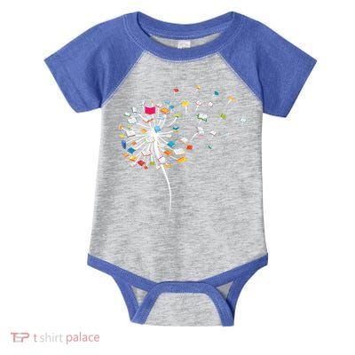 Funny Dandelion Books Gift For Reading Lover Infant Baby Jersey Bodysuit