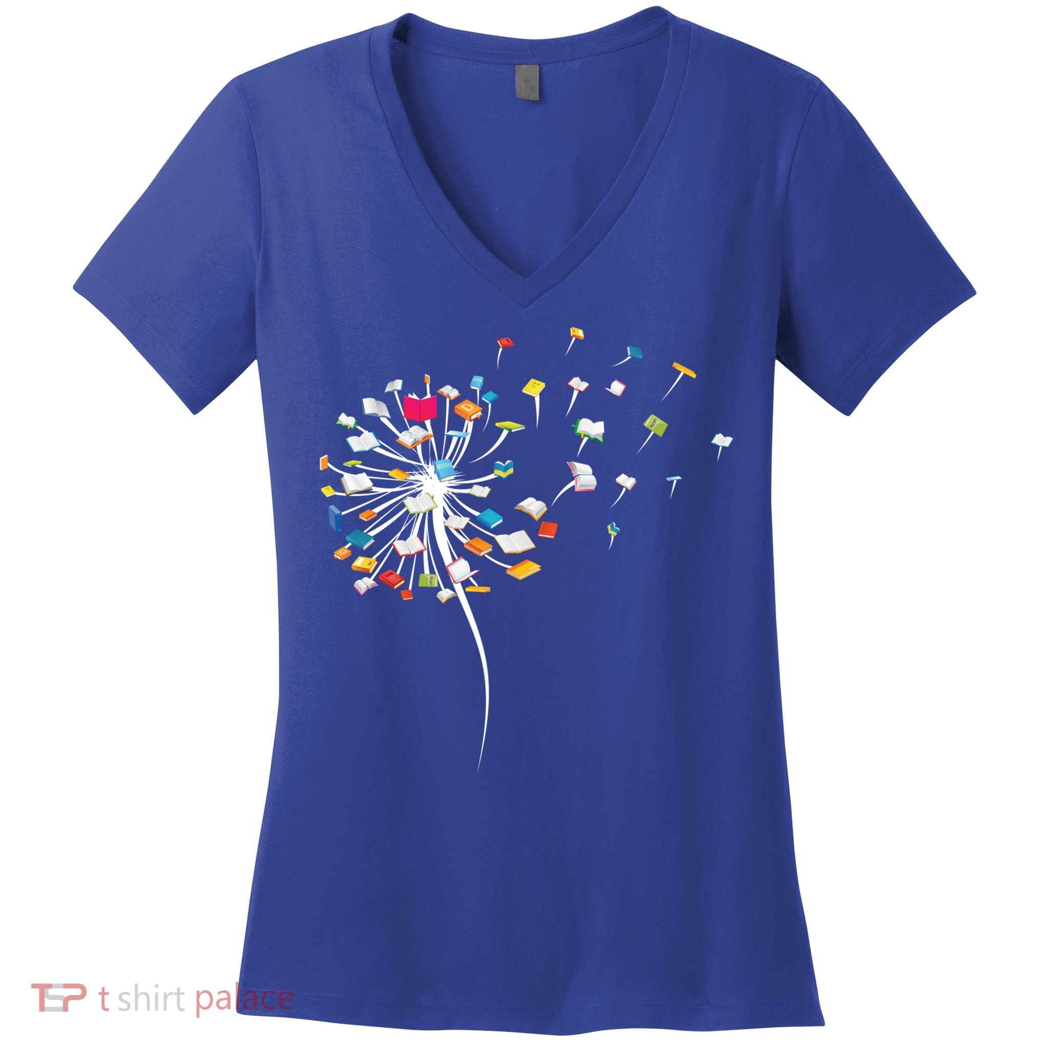 Funny Dandelion Books Gift For Reading Lover Women's V-Neck T-Shirt