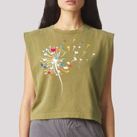 Funny Dandelion Books Gift For Reading Lover Garment-Dyed Women's Muscle Tee