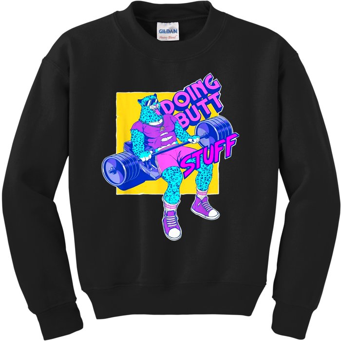 Funny Doing Butt Stuff Workout Bodybuilding Fitness Gym Kids Sweatshirt