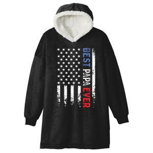 Fathers Day Best Papa Ever With US American Flag Hooded Wearable Blanket