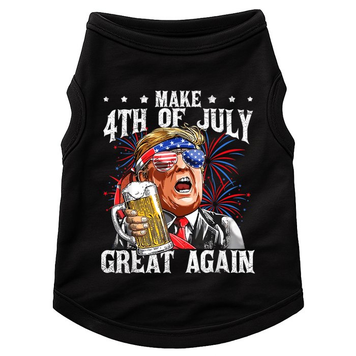 Funny Drinking Beer Team Make 4th Of July Great Again Trump Doggie Tank
