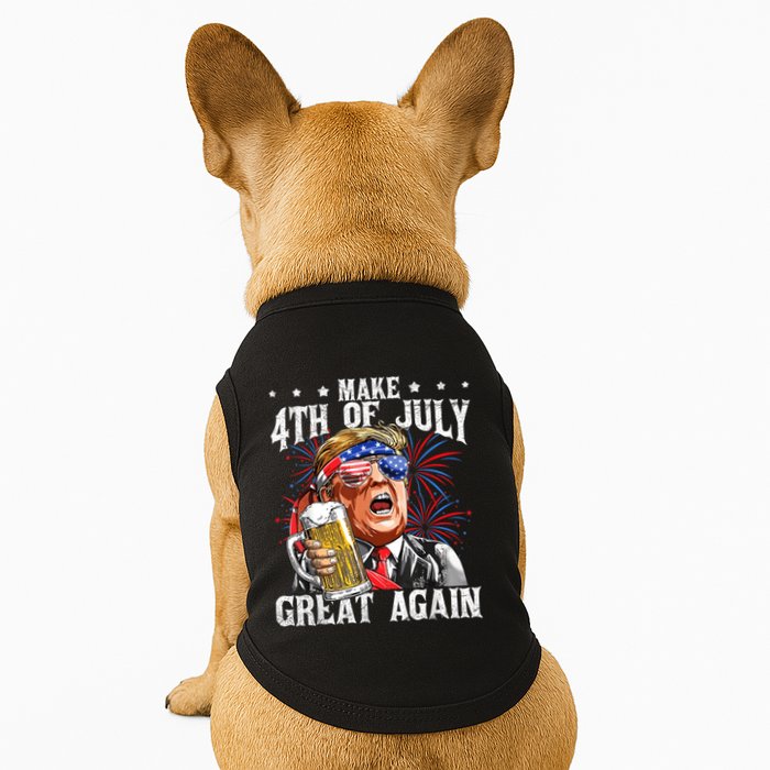 Funny Drinking Beer Team Make 4th Of July Great Again Trump Doggie Tank
