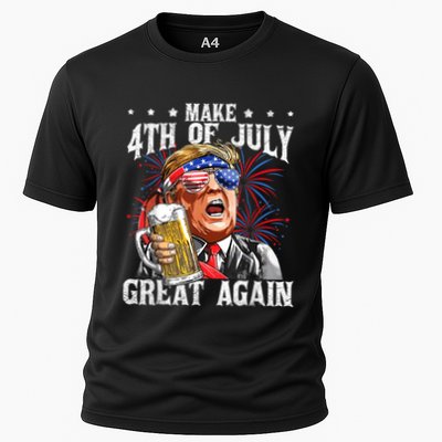 Funny Drinking Beer Team Make 4th Of July Great Again Trump Performance Shirt