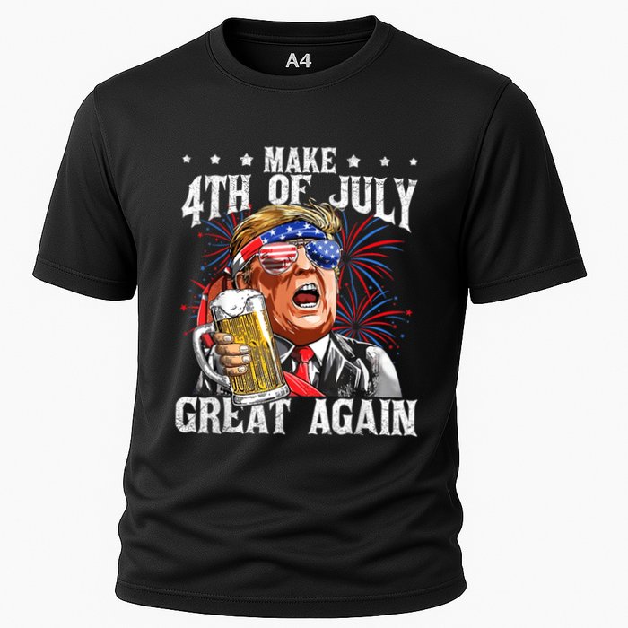 Funny Drinking Beer Team Make 4th Of July Great Again Trump Cooling Performance Crew T-Shirt