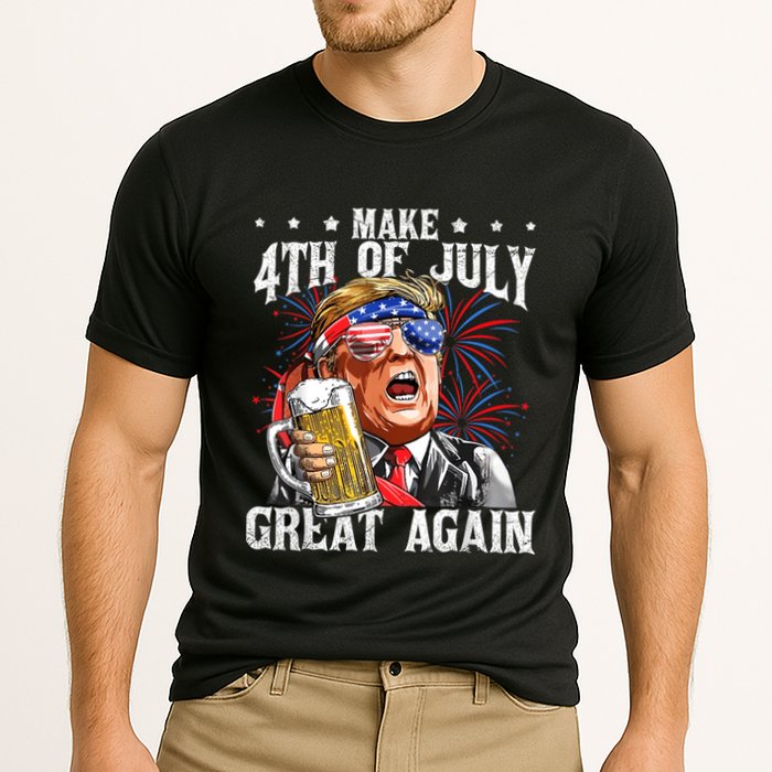Funny Drinking Beer Team Make 4th Of July Great Again Trump Cooling Performance Crew T-Shirt