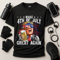 Funny Drinking Beer Team Make 4th Of July Great Again Trump Cooling Performance Crew T-Shirt