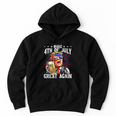 Funny Drinking Beer Team Make 4th Of July Great Again Trump Hoodie