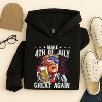 Funny Drinking Beer Team Make 4th Of July Great Again Trump Hoodie