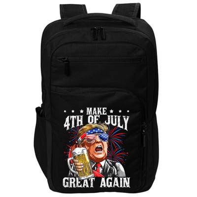 Funny Drinking Beer Team Make 4th Of July Great Again Trump Impact Tech Backpack