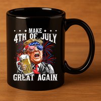 Funny Drinking Beer Team Make 4th Of July Great Again Trump 11oz C Handle Ceramic Mug