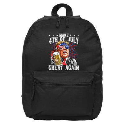 Funny Drinking Beer Team Make 4th Of July Great Again Trump 16 in Basic Backpack