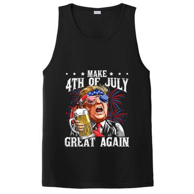 Funny Drinking Beer Team Make 4th Of July Great Again Trump PosiCharge Competitor Tank