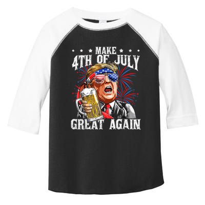 Funny Drinking Beer Team Make 4th Of July Great Again Trump Toddler Fine Jersey T-Shirt