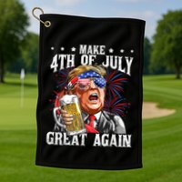 Funny Drinking Beer Team Make 4th Of July Great Again Trump Golf Towel