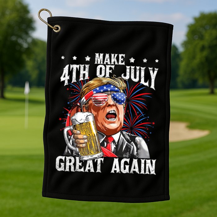 Funny Drinking Beer Team Make 4th Of July Great Again Trump Golf Towel