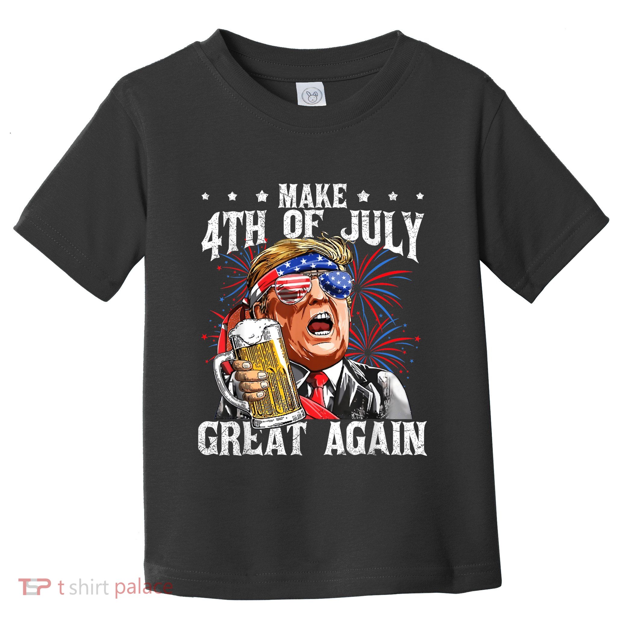 Funny Drinking Beer Team Make 4th Of July Great Again Trump Toddler T-Shirt