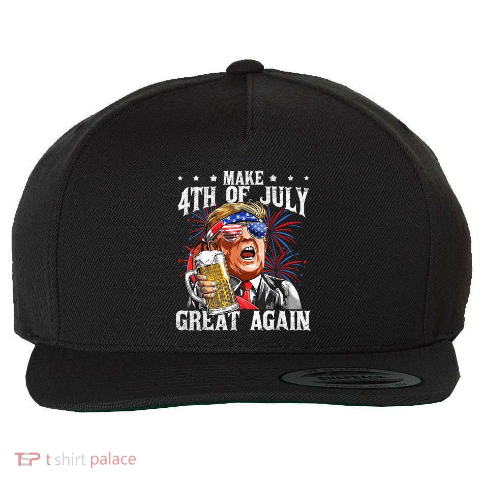 Funny Drinking Beer Team Make 4th Of July Great Again Trump Wool Snapback Cap
