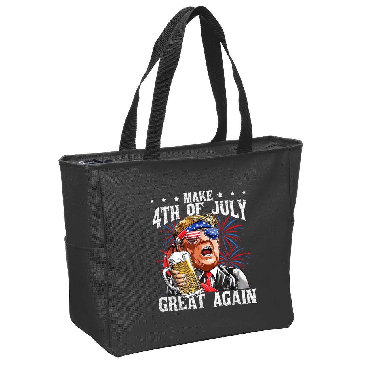 Funny Drinking Beer Team Make 4th Of July Great Again Trump Zip Tote Bag