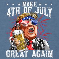 Funny Drinking Beer Team Make 4th Of July Great Again Trump Garment-Dyed Sweatshirt