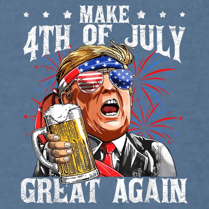 Funny Drinking Beer Team Make 4th Of July Great Again Trump Garment-Dyed Sweatshirt