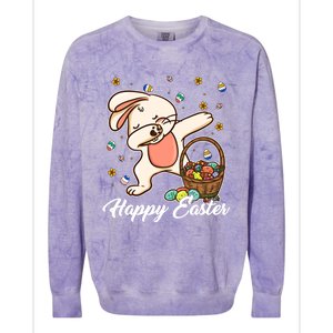 Funny Dabbing Bunny Happy Easter Day Funny Gift Gift Colorblast Crewneck Sweatshirt