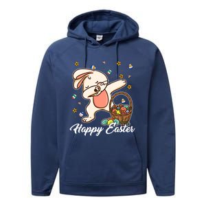 Funny Dabbing Bunny Happy Easter Day Funny Gift Gift Performance Fleece Hoodie