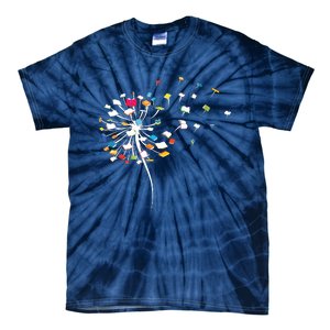 Funny Dandelion Books Gift For Reading Lover Women Girl Tie-Dye T-Shirt