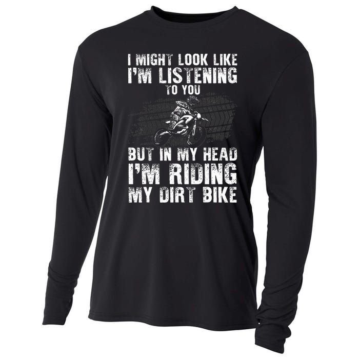 Funny Dirt Bike Art Motocross Dirt Bike Rider Cooling Performance Long Sleeve Crew