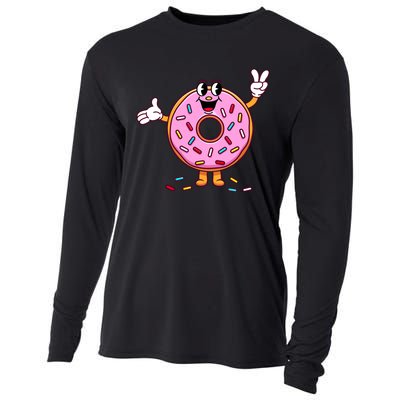 Funny Donut Boy Girl Donut Sprinkles Cooling Performance Long Sleeve Crew