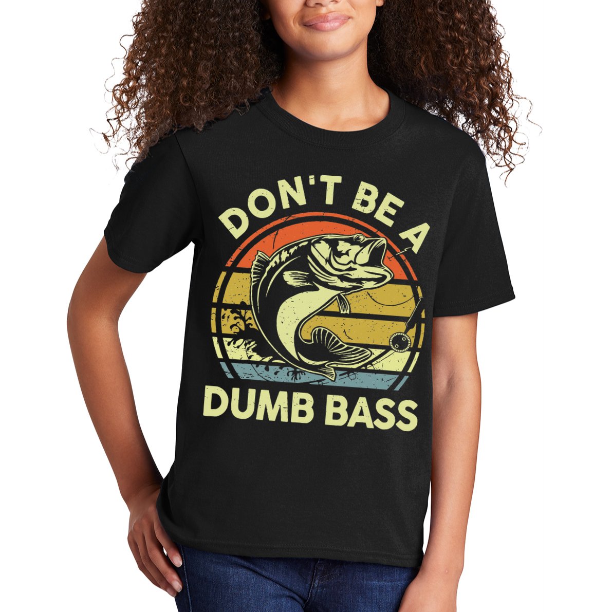 Funny Dont Be Dumb Bass Fish Dad Fishing Kids T-Shirt